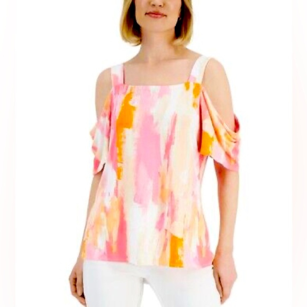 400M NWT JM Collection Square Neck Cold Shoulder Top - Size: PM